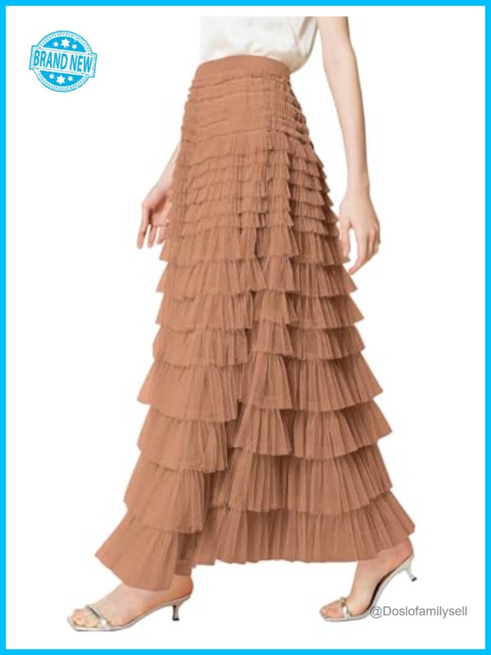 Womens Tulle Maxi Skirt High Waist Tiered A Line Layered Flowy Long Skirt